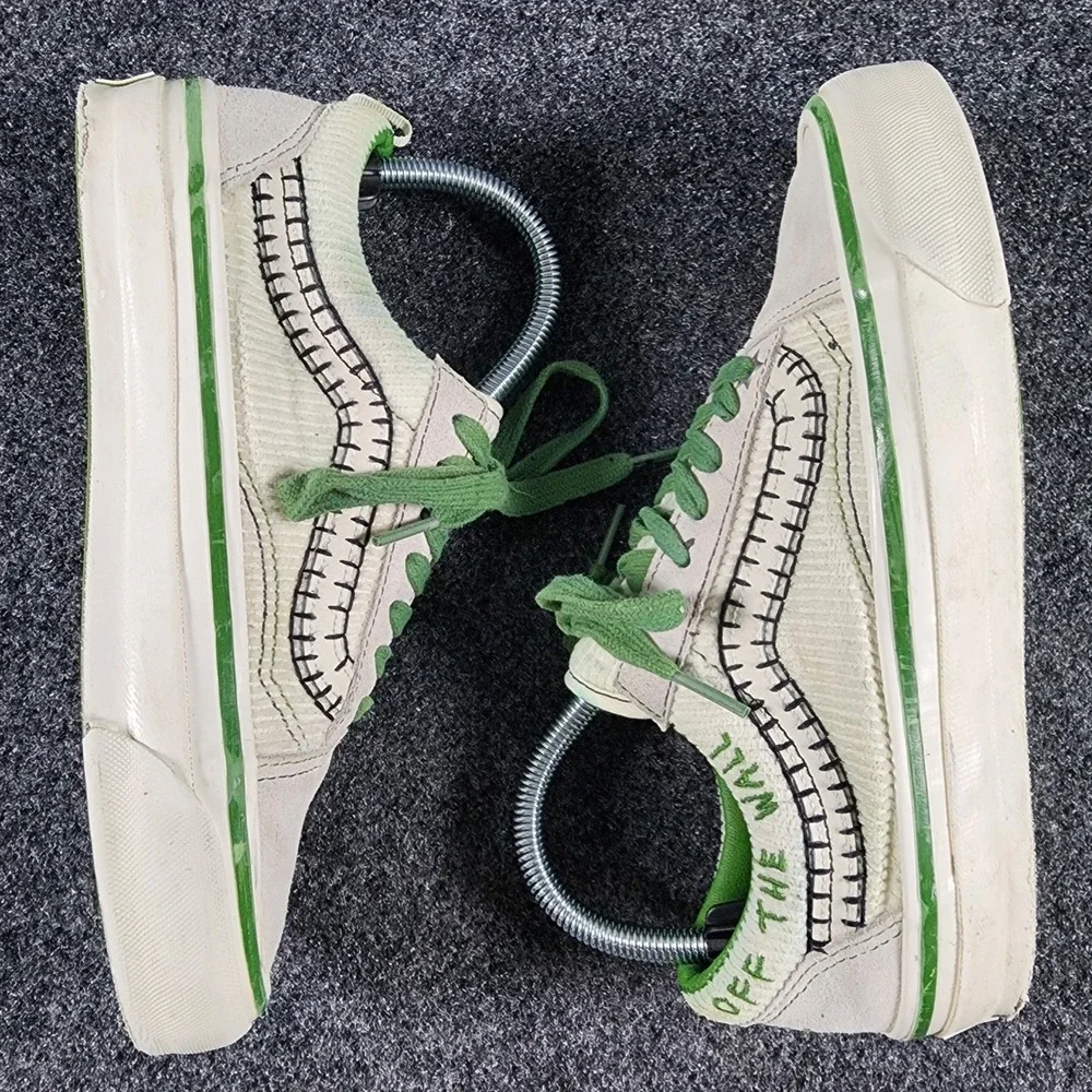 Vans Cocona Hiraki Old Skool Skate Shoes Women 7.5 Cream Green Corduroy  Suede